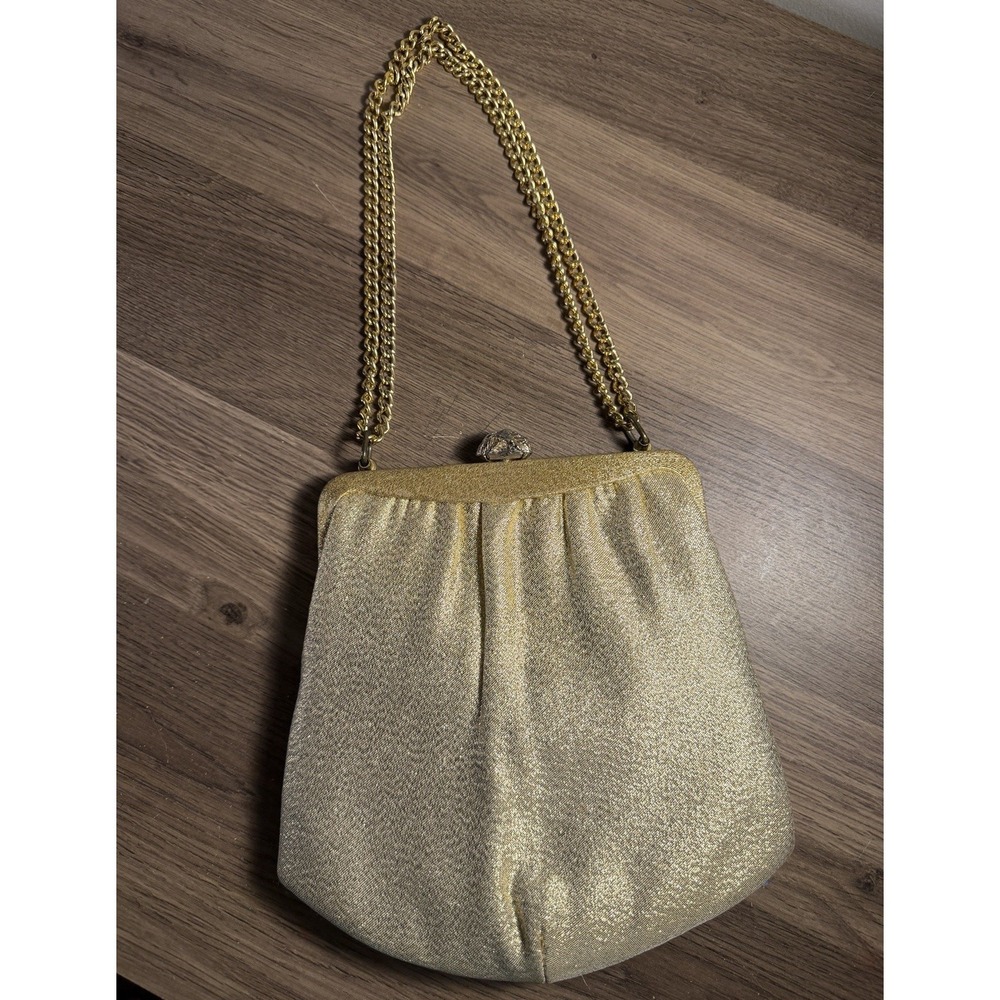 Vintage Gold Evening Bag Chain Strap Clutch Purse